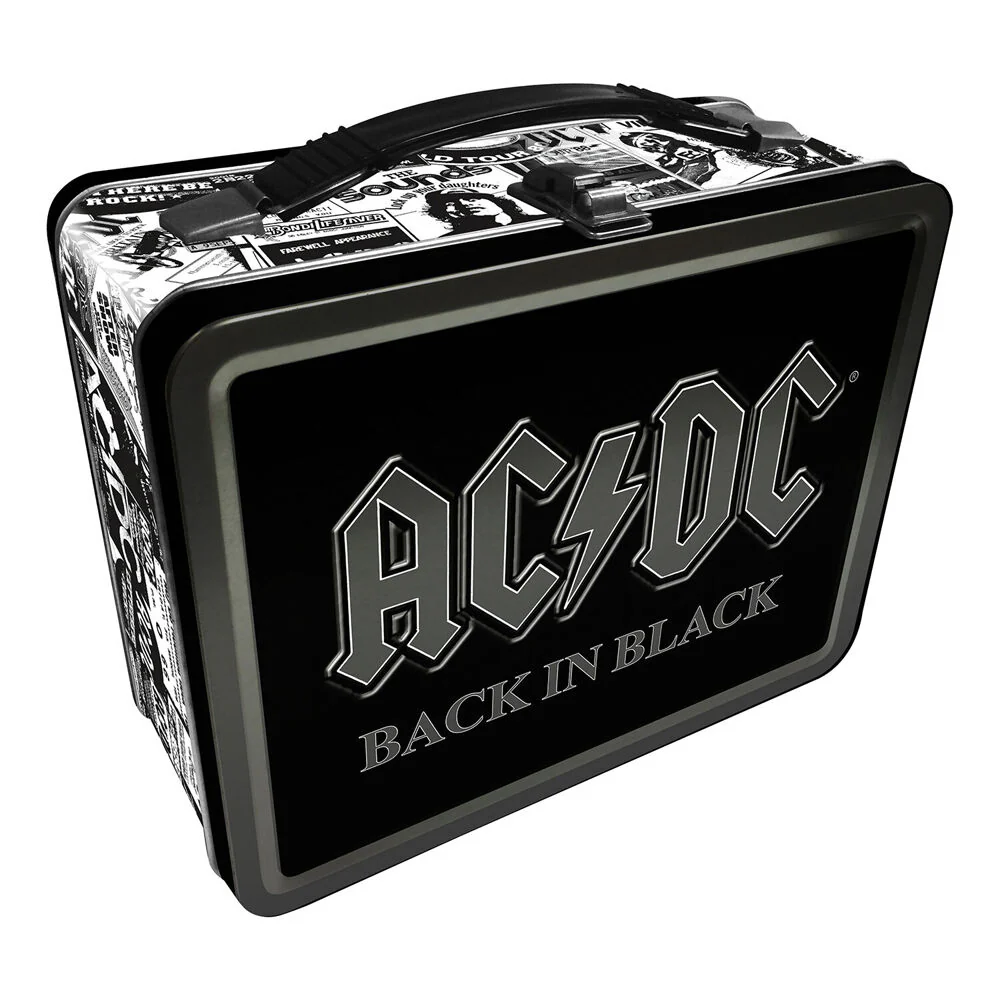 Aquarius AC/DC Back In Black Tin Fun Box Carry All Lunch Storage Box 29x17cm
