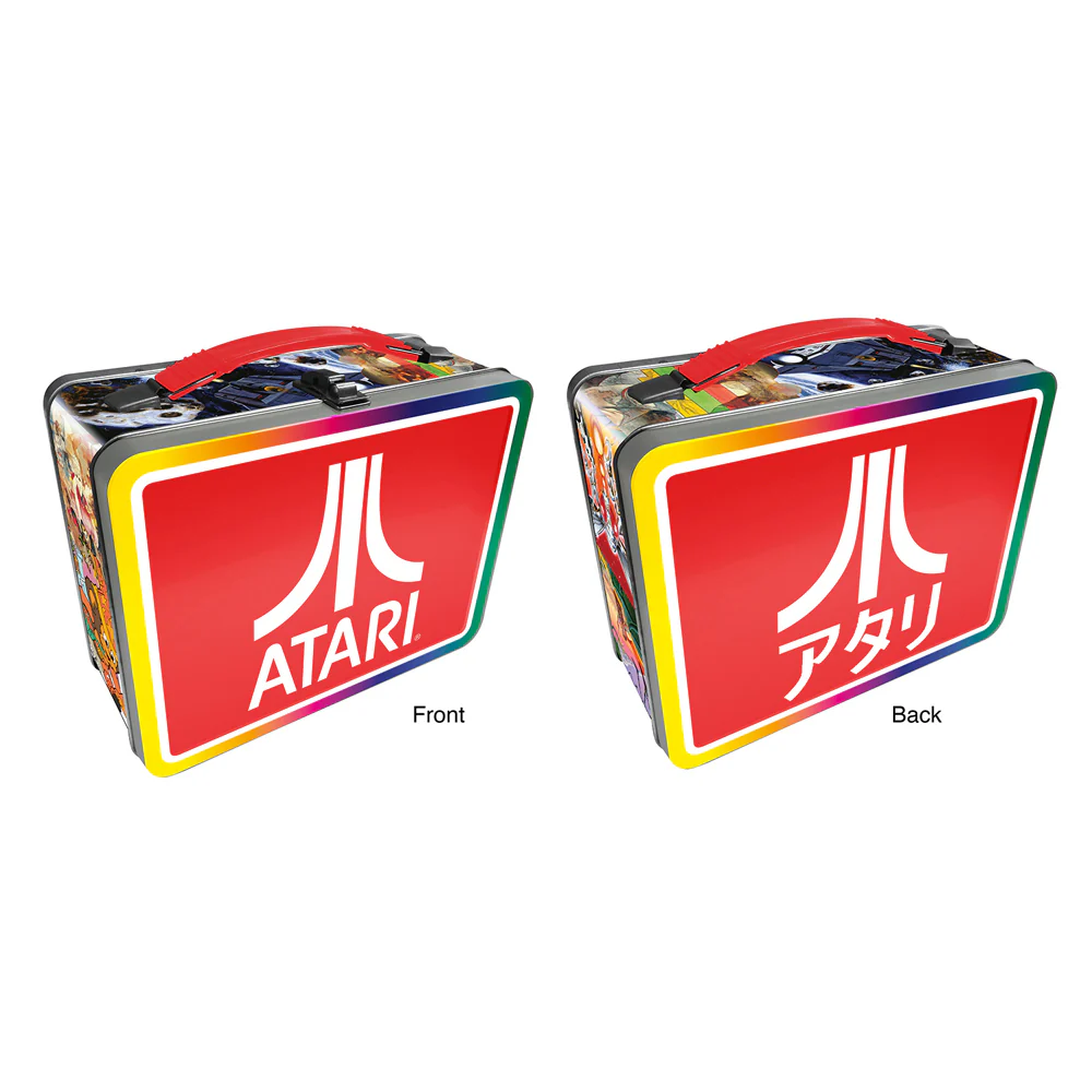 Aquarius Tin Carry All Atari Fun Box Food Storage Lunchbox with Handle Square - Image 2