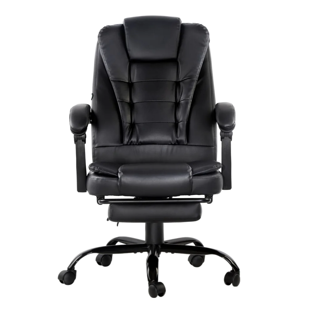Artiss 2 Point Massage Office Chair PU Leather Footrest (Black) - Image 3