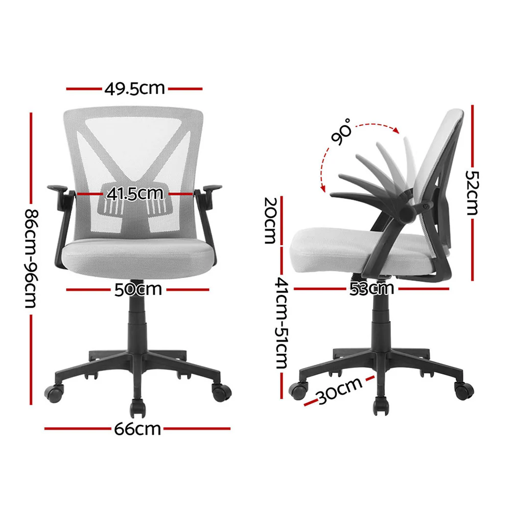 Artiss 2x Mesh Office Chair Mid Back (Grey) - Image 2