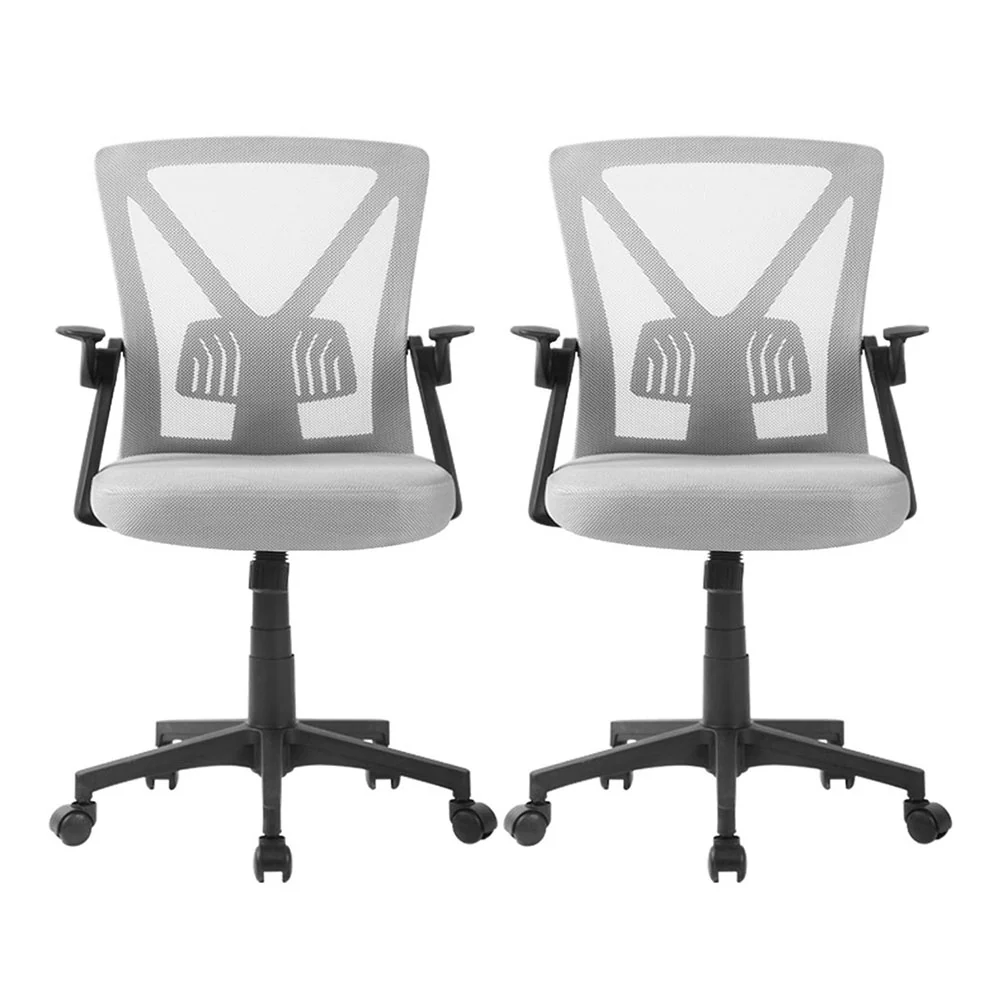 Artiss 2x Mesh Office Chair Mid Back (Grey) - Image 3