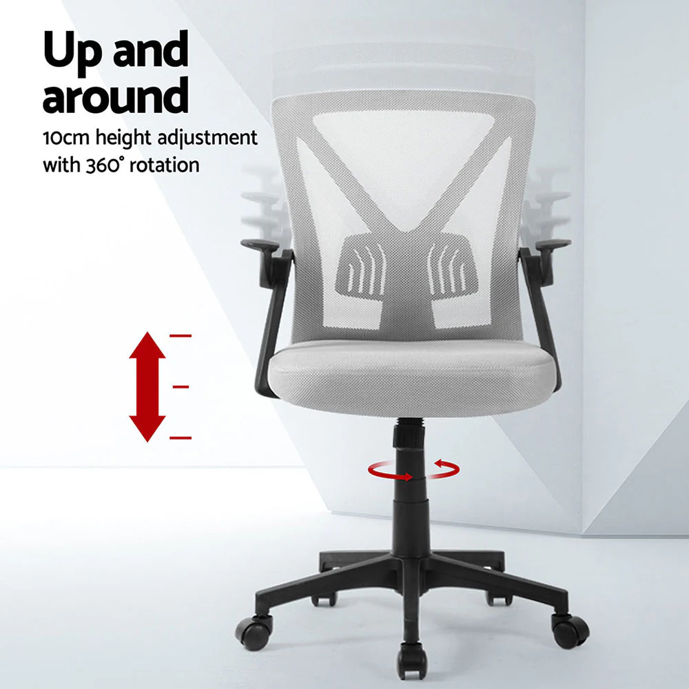Artiss 2x Mesh Office Chair Mid Back (Grey) - Image 4
