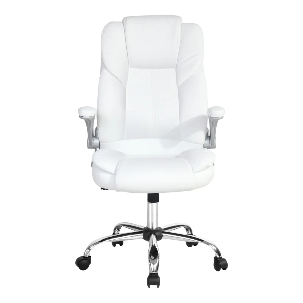 Artiss 8 Point Massage Office Chair PU Leather (White) - Image 3