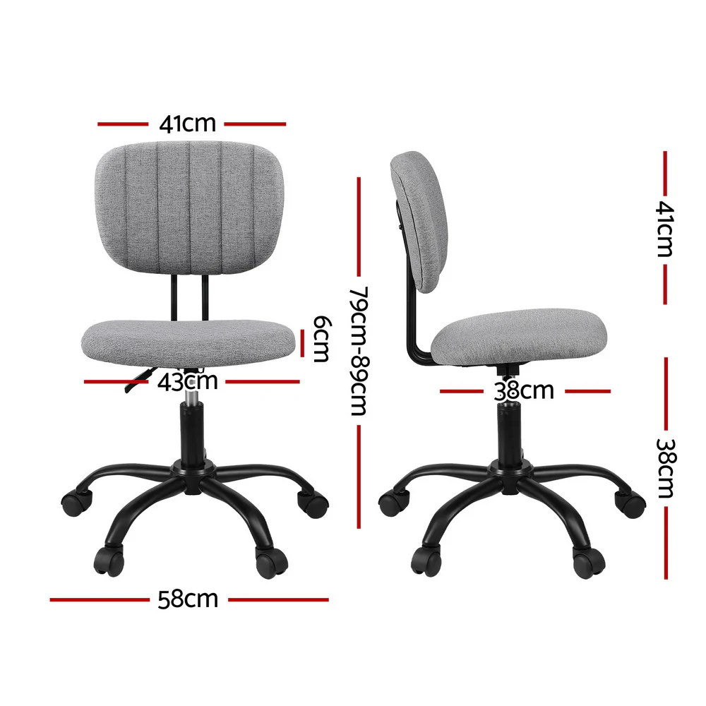 Artiss Armless Office Chair with Wheels (Grey) - Image 2