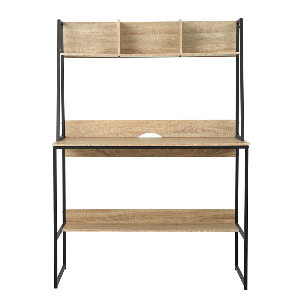 Artiss Computer Desk Bookshelf Storage 100CM Oak - Image 3