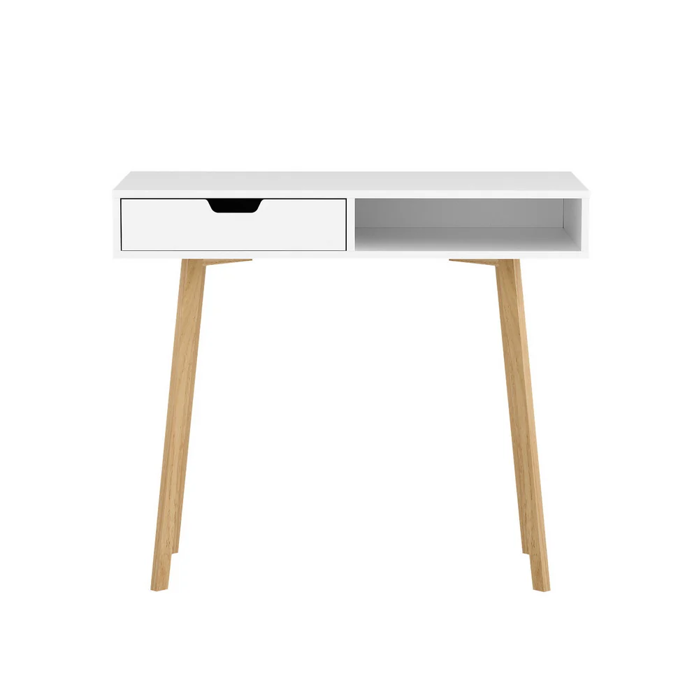 Artiss Computer Desk Drawer Cabinet Shelf White 90CM - Image 3