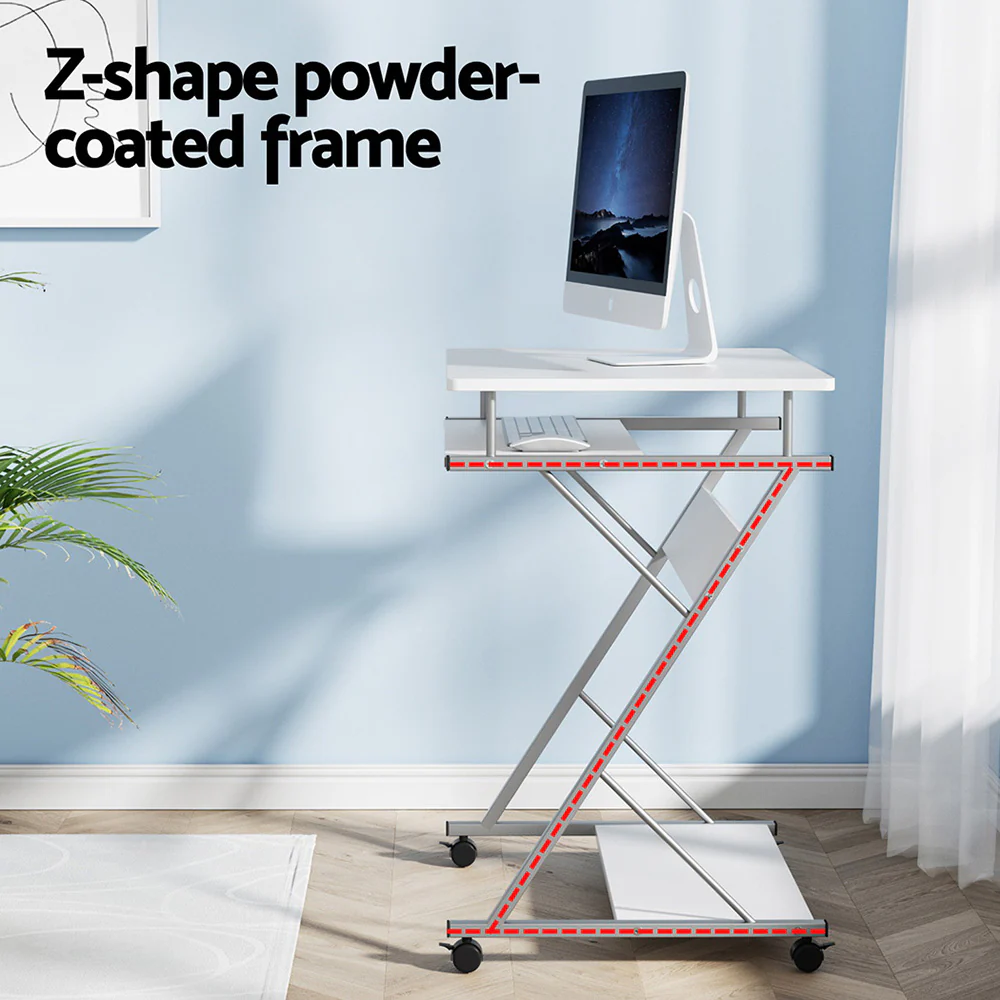 Artiss Computer Desk Keyboard Tray Shelf White 60CM - Image 5