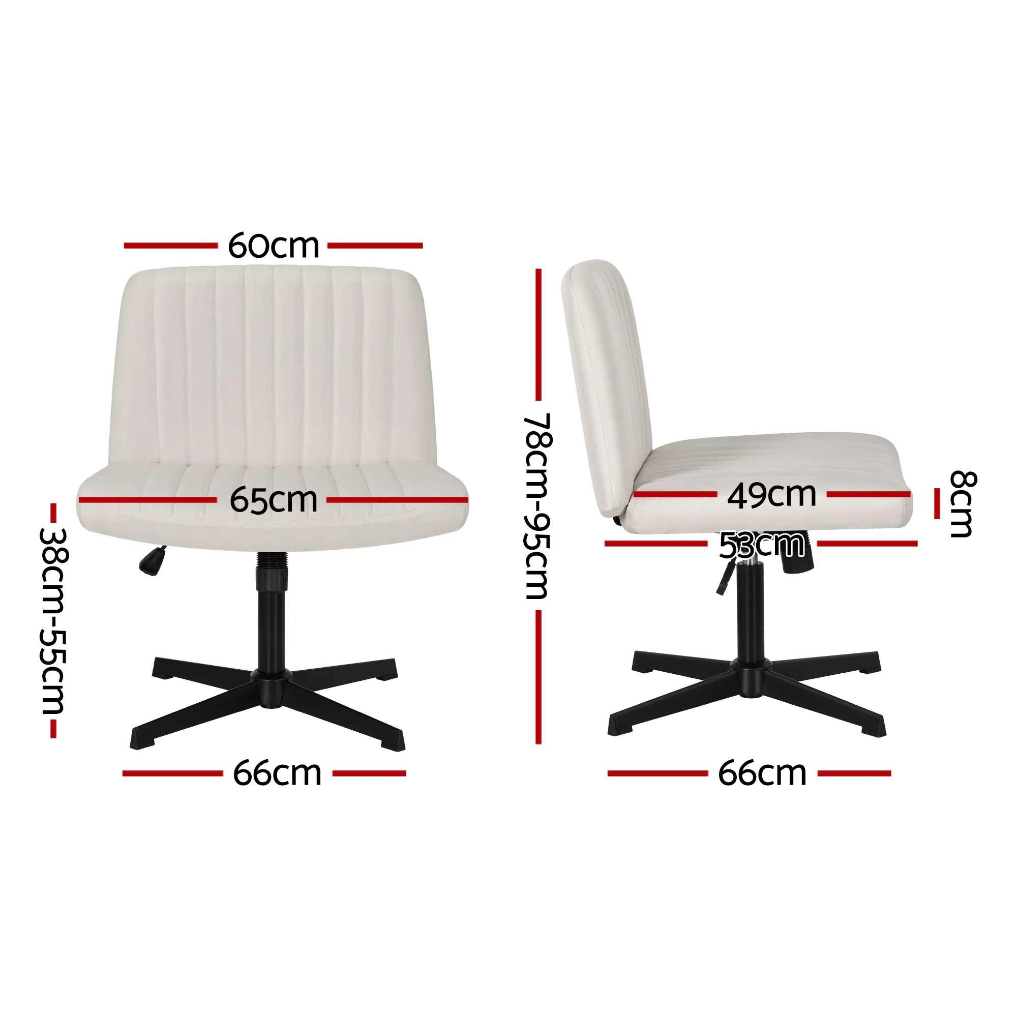 Artiss Criss Cross Fabric Office Chair No Wheels (Beige) - Image 2