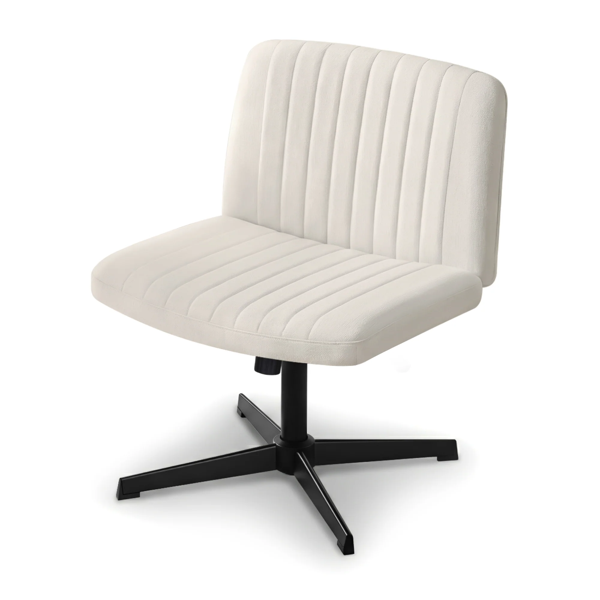 Artiss Criss Cross Fabric Office Chair No Wheels (Beige) - Image 3