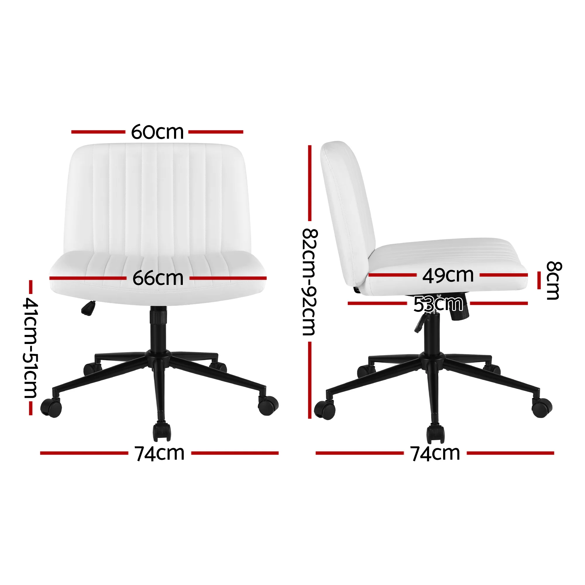 Artiss Criss Cross Fabric Office Chair with Wheels (White) - Image 2