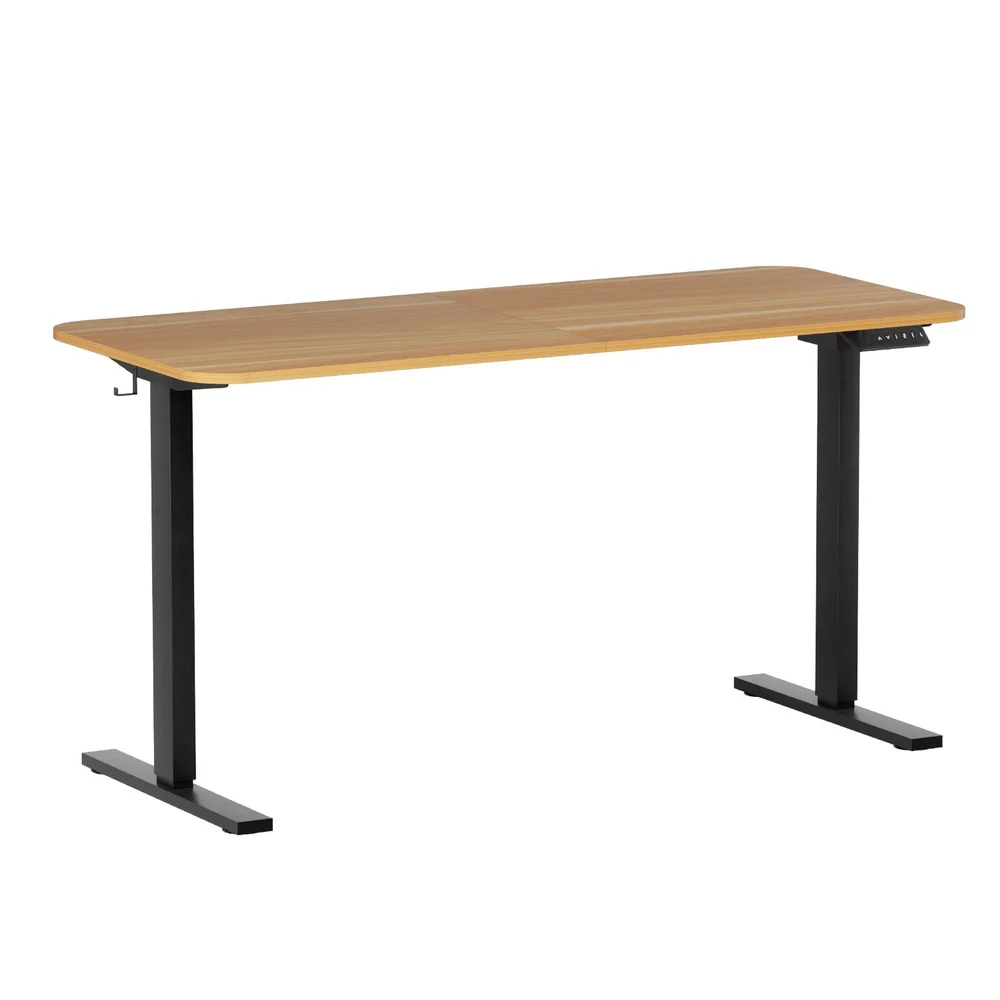 Artiss Electric Standing Desk 140cm Adjustable Height Motorised Home Office Desk Oak Black - Image 3