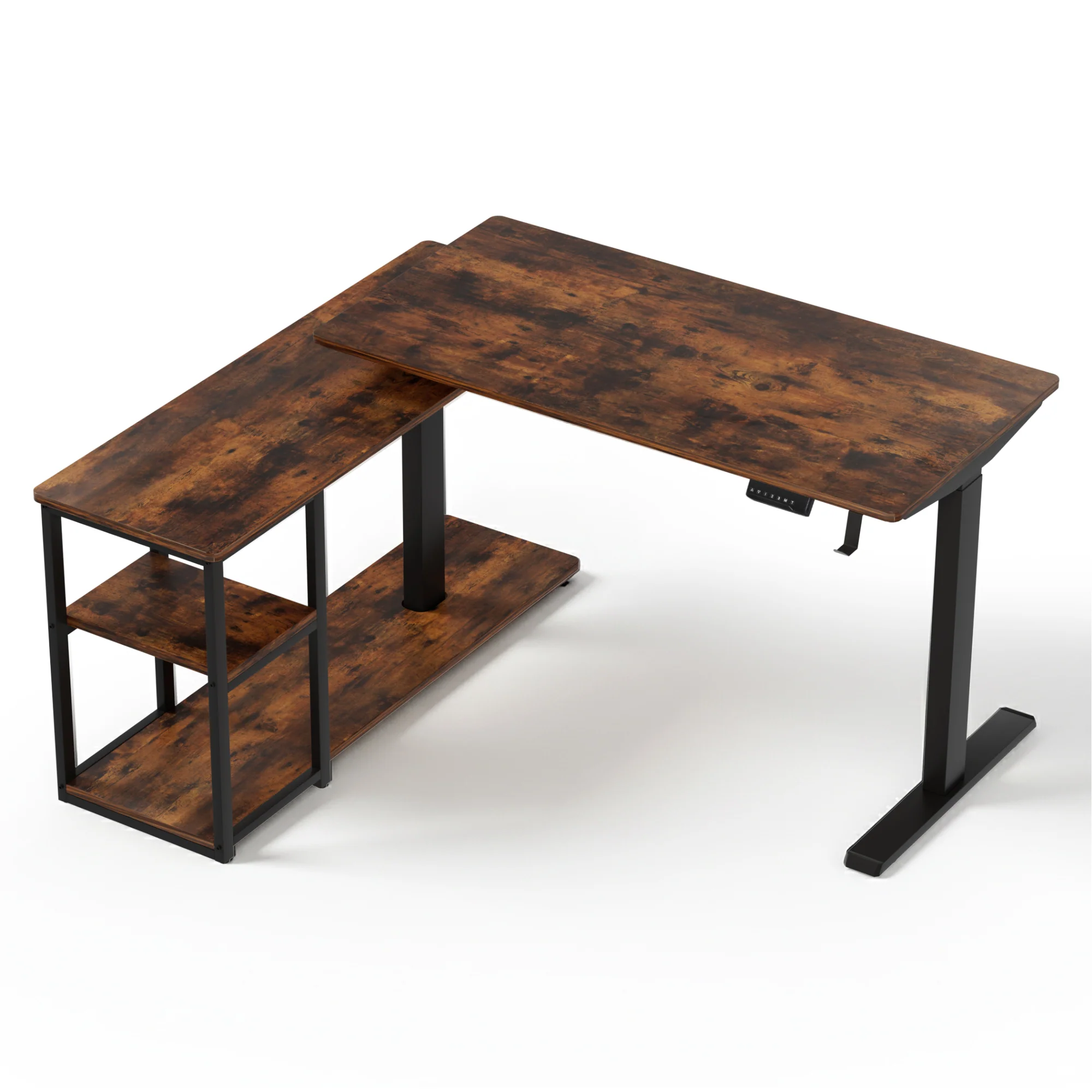 Artiss Electric Standing Desk Adjustable Motorised 120CM L Shaped Rustic Brown - Image 3
