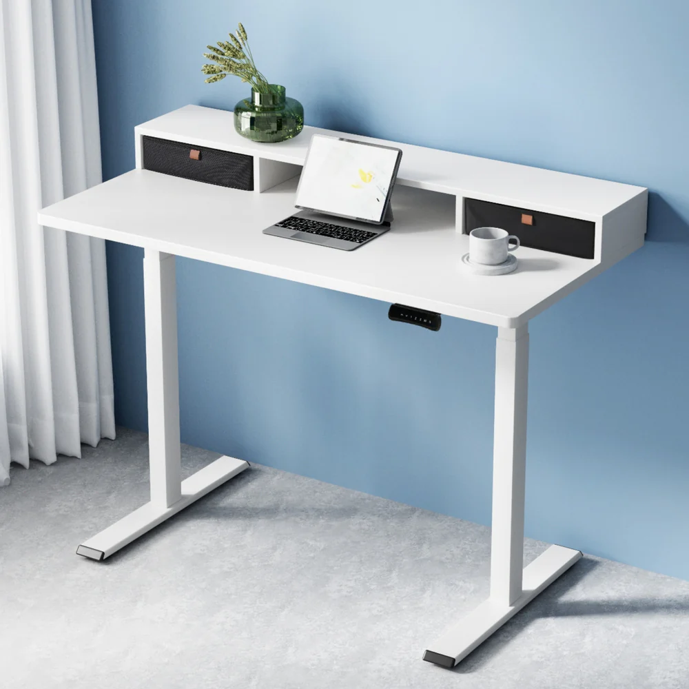 Artiss Electric Standing Desk Dual Motor Office Table With Shelf Drawer120CM - Image 2