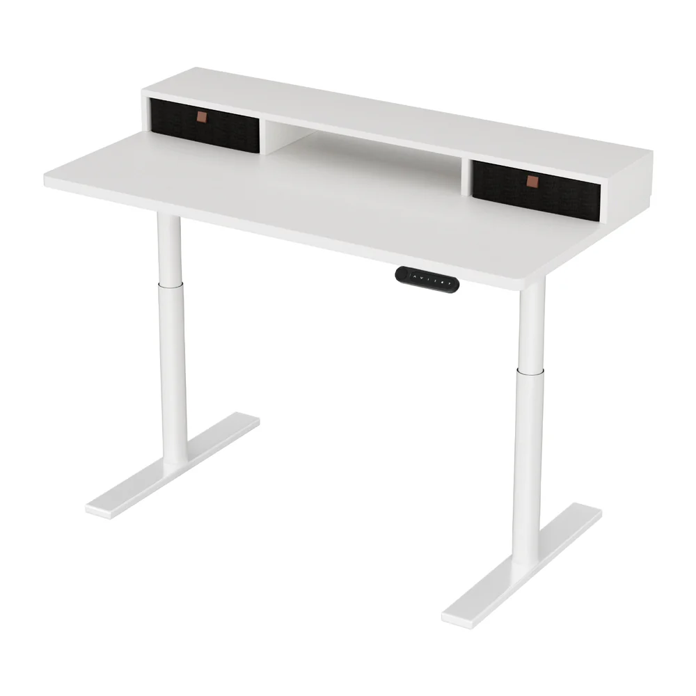Artiss Electric Standing Desk with Storage Rack Shelf Drawers White 120CM - Image 3