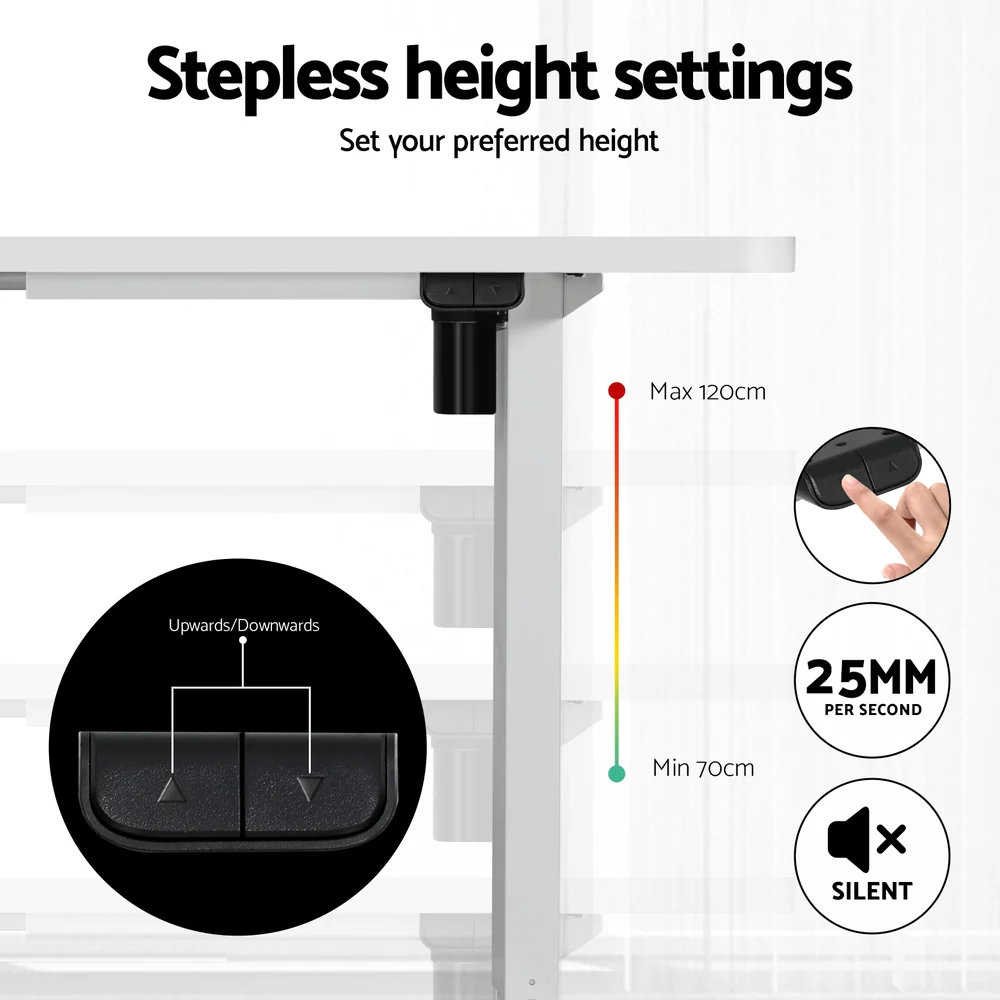 Artiss Electric Standing Desk with Storage Shelf Drawer Office Table 120CM - Image 6