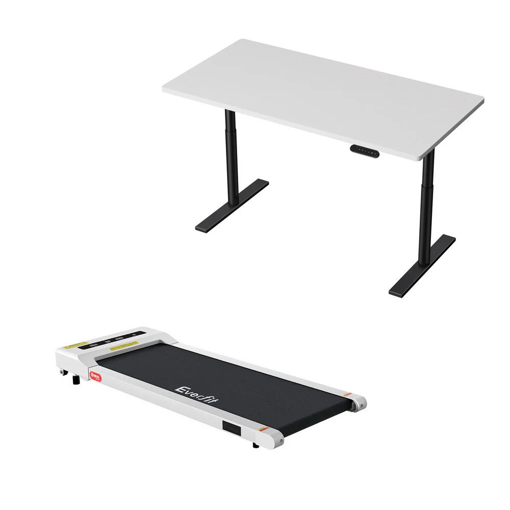 Artiss Electric Walking Pad Treadmill with Height Adjustable 140cm Standing Desk - Black/White
