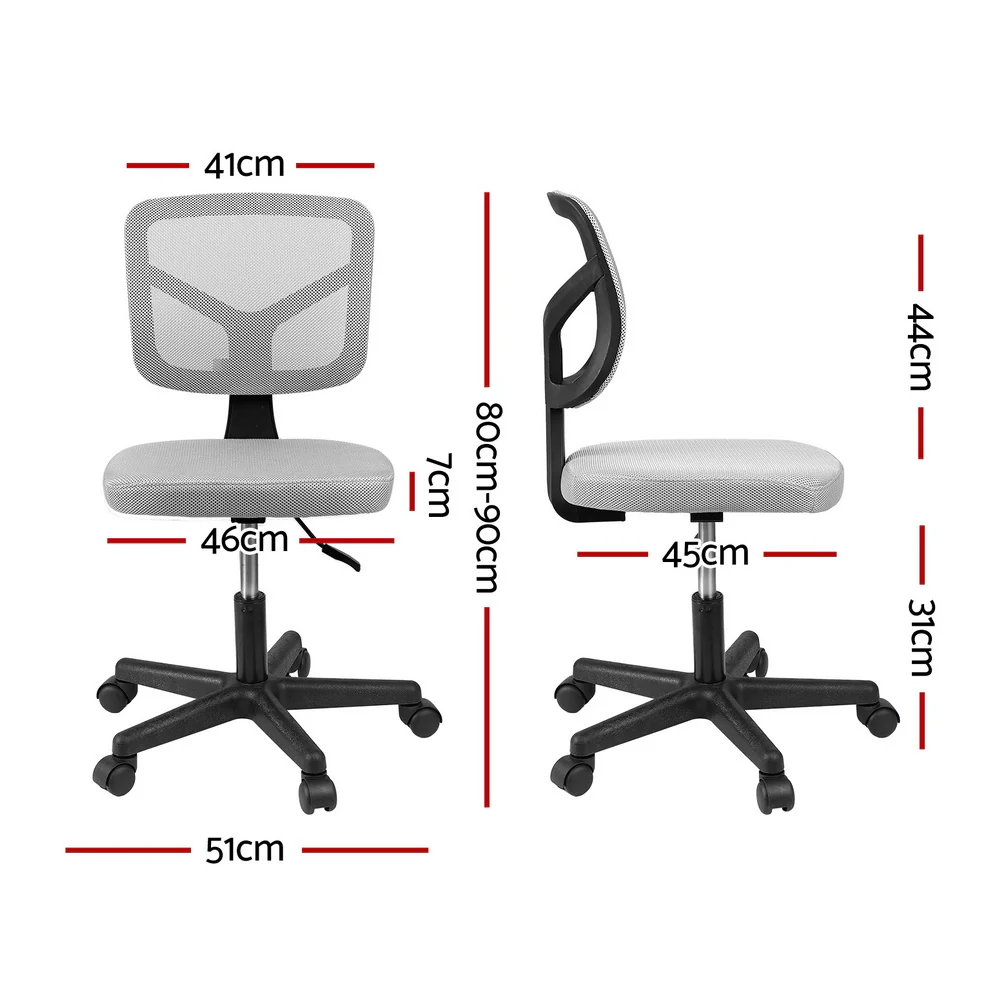Artiss Ergonomic Armless Office Chair Mesh (Grey) - Image 2