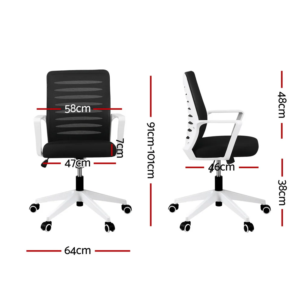 Artiss Ergonomic Office Chair Mesh Computer Desk Chairs with Lumbar Support (Black and White) - Image 2