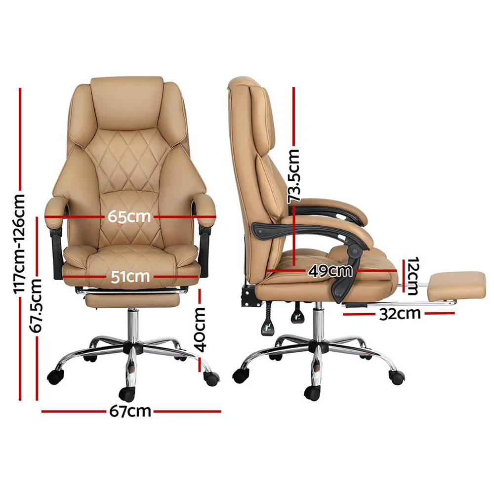 Artiss Executive Office Chair Leather Footrest (Espresso) - Image 2