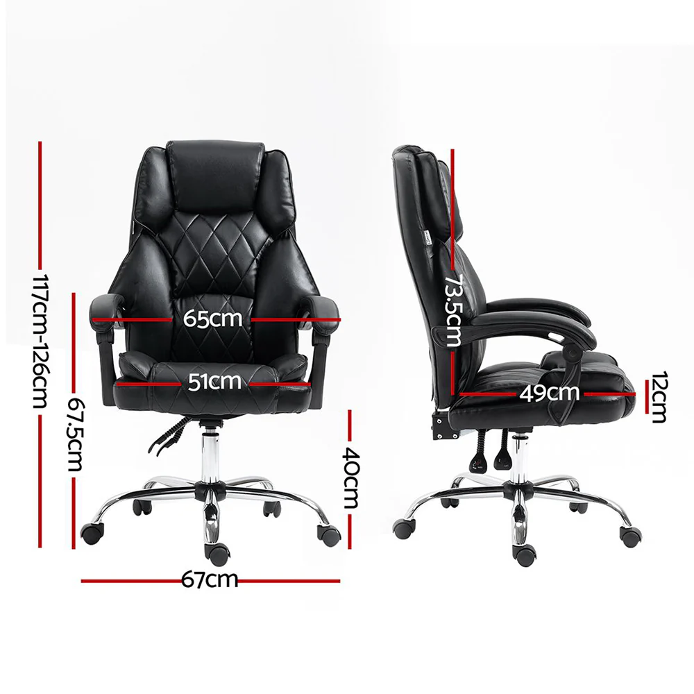 Artiss Executive Office Chair Leather Recliner (Black) - Image 2