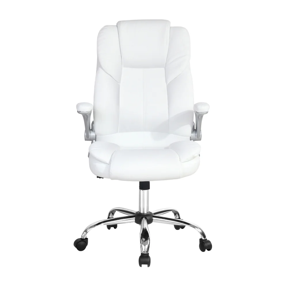 Artiss Executive Office Chair Leather Tilt (White) - Image 3