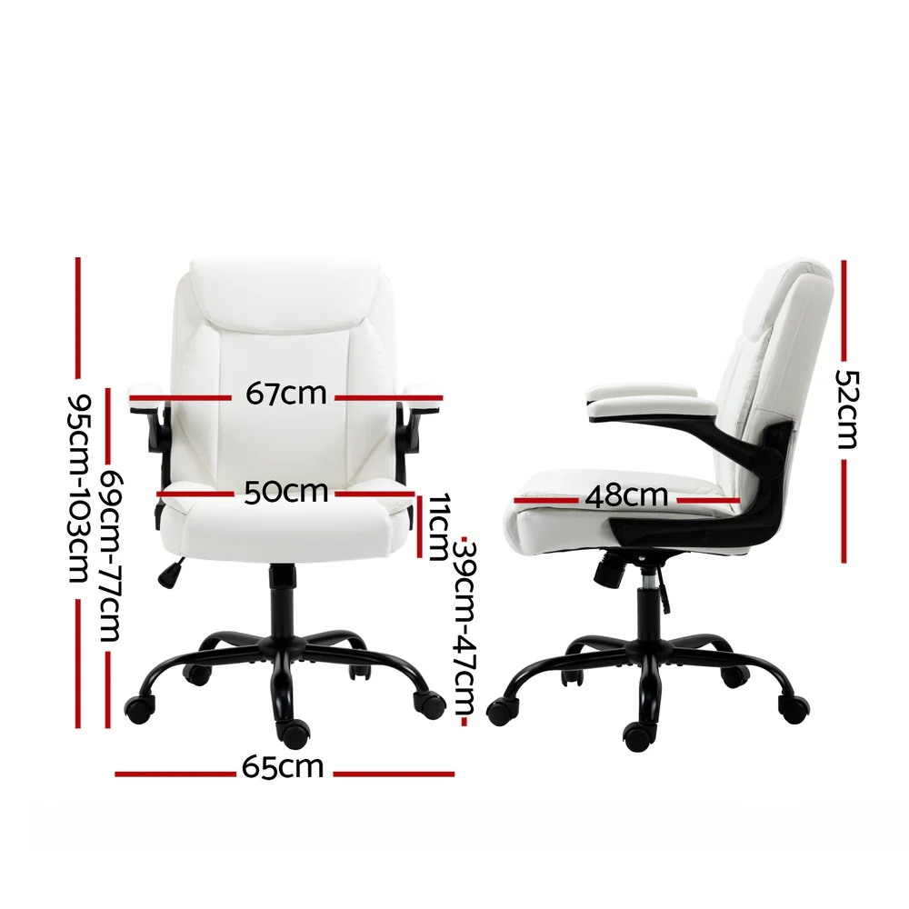 Artiss Executive Office Chair Mid Back (White) - Image 2