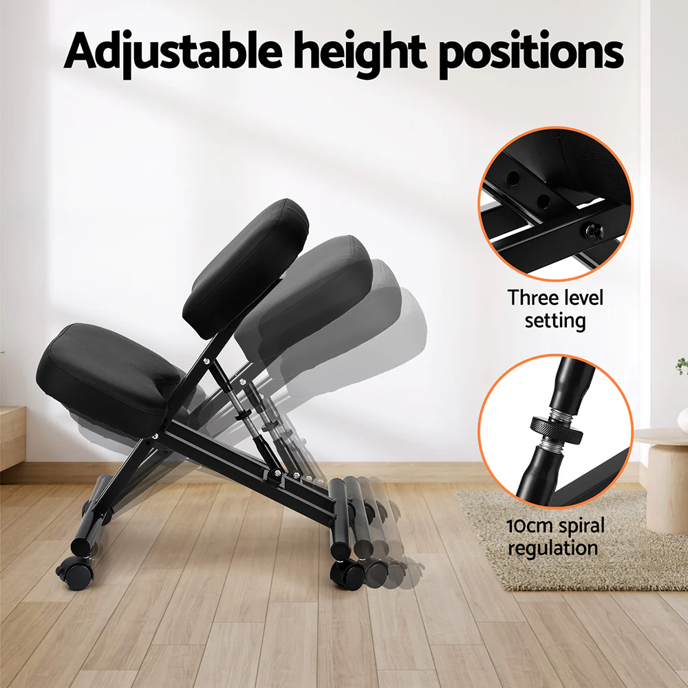 Artiss Kneeling Chair Ergonomic Office Chairs Home Knee Seat Posture Stretch Rest (Black) - Image 4