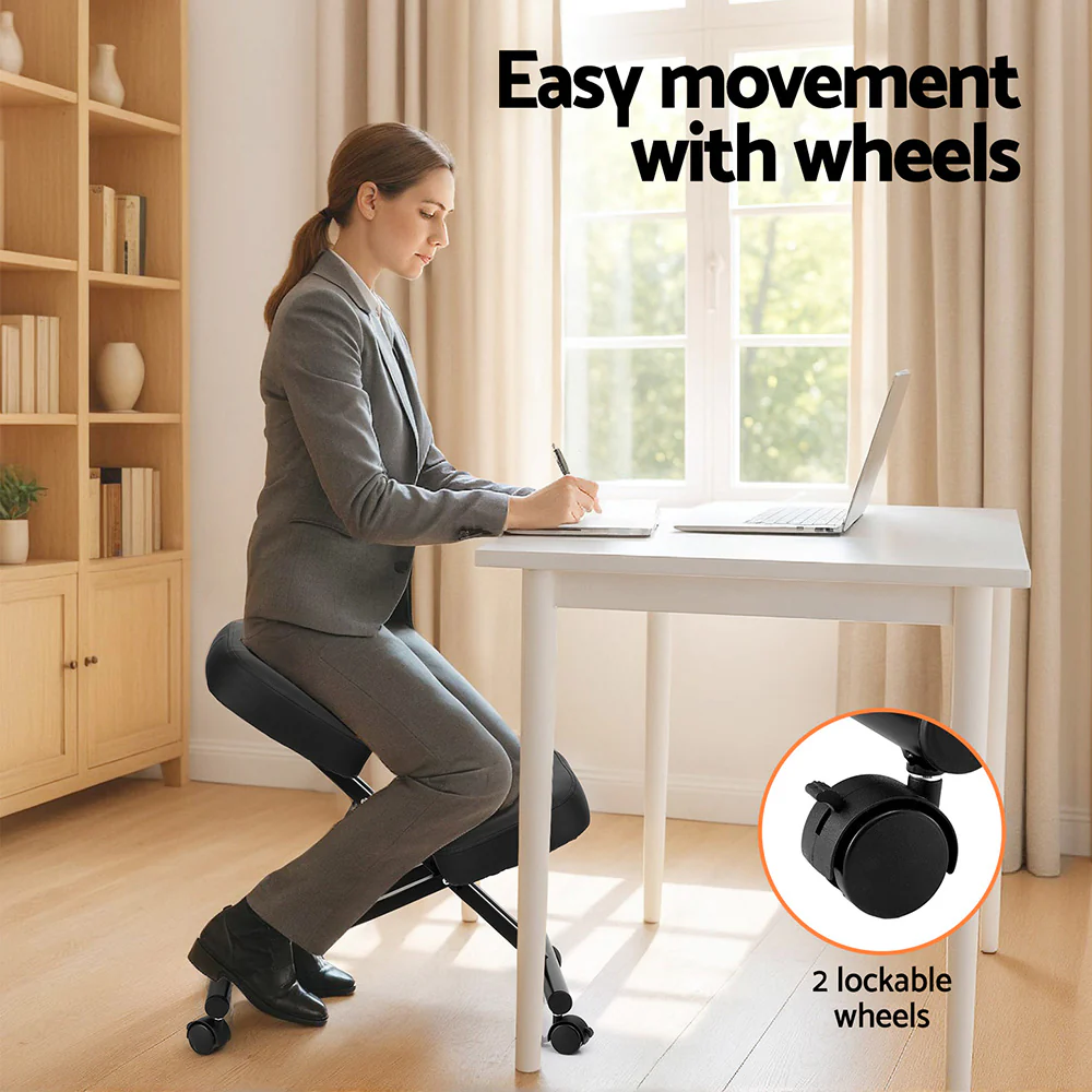 Artiss Kneeling Chair Ergonomic Office Chairs Home Knee Seat Posture Stretch Rest (Black) - Image 5