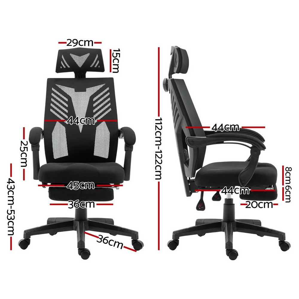 Artiss Mesh Office Chair Recliner (Black) - Image 2