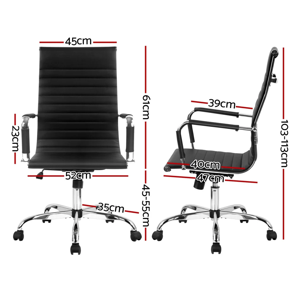 Artiss Office Chair Conference Chairs PU Leather High Back (Black) - Image 2