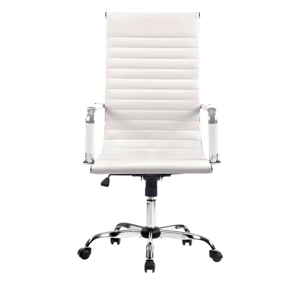 Artiss Office Chair Conference Chairs PU Leather High Back (White) - Image 3
