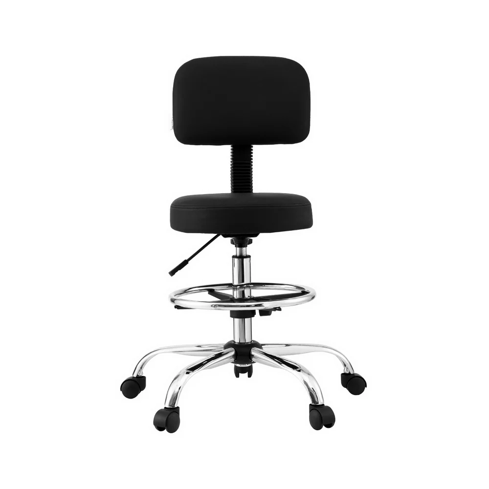 Artiss Office Chair Drafting Computer Standing Desk Chairs Ergonomic PU (Black) - Image 3
