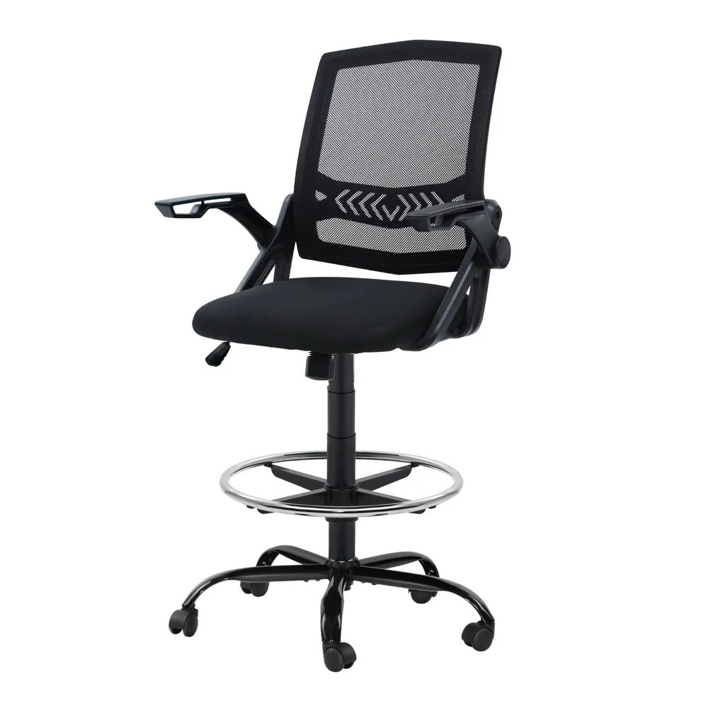 Artiss Office Chair Drafting Stool Mesh Chairs (Black)