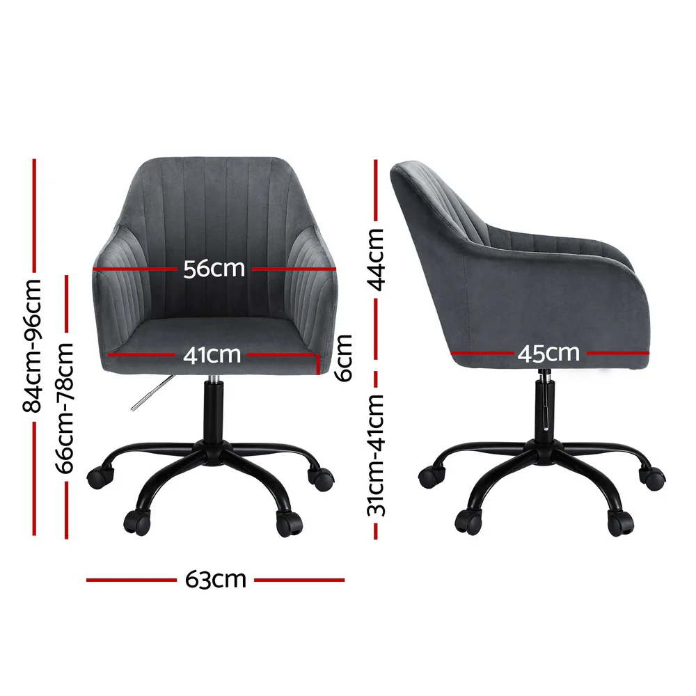Artiss Office Chair Velvet Seat (Dark Grey) - Image 2