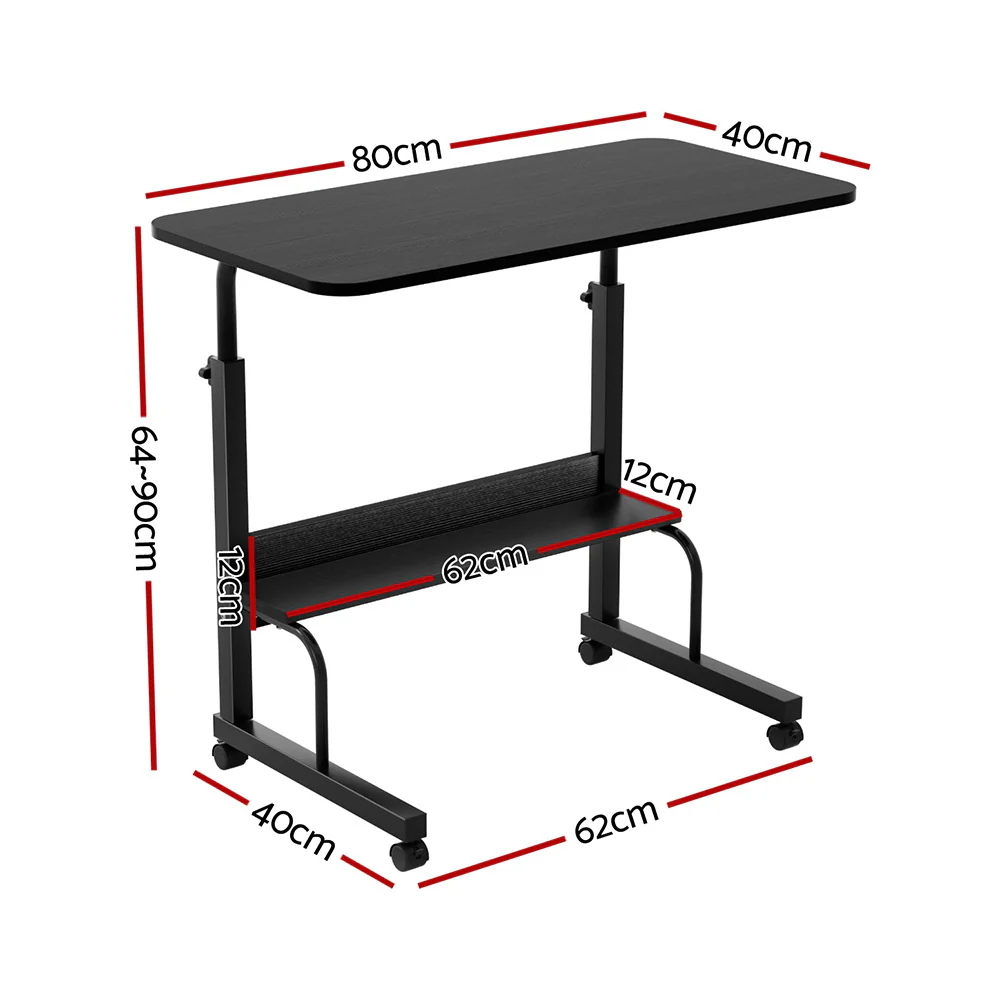 Artiss Portable Sit‑Stand Laptop Desk Height Adjustable Workstation 80cm - Black Wood - Image 2
