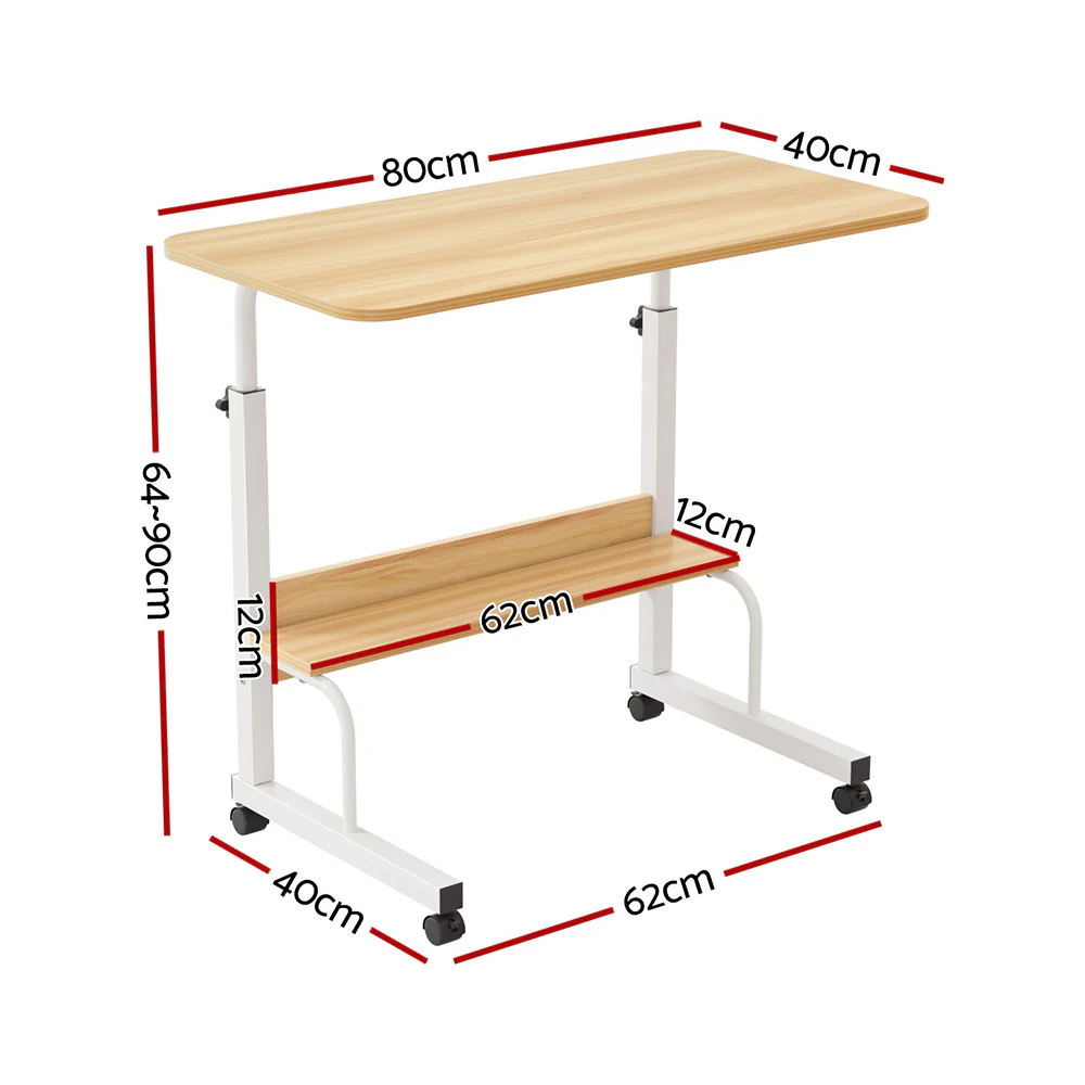 Artiss Portable Sit‑Stand Laptop Desk Height Adjustable Workstation 80cm - Walnut White - Image 2