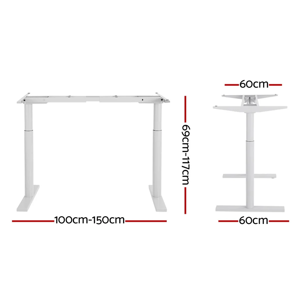 Artiss Standing Desk Frame Only Motorised Dual Motor White - Image 4