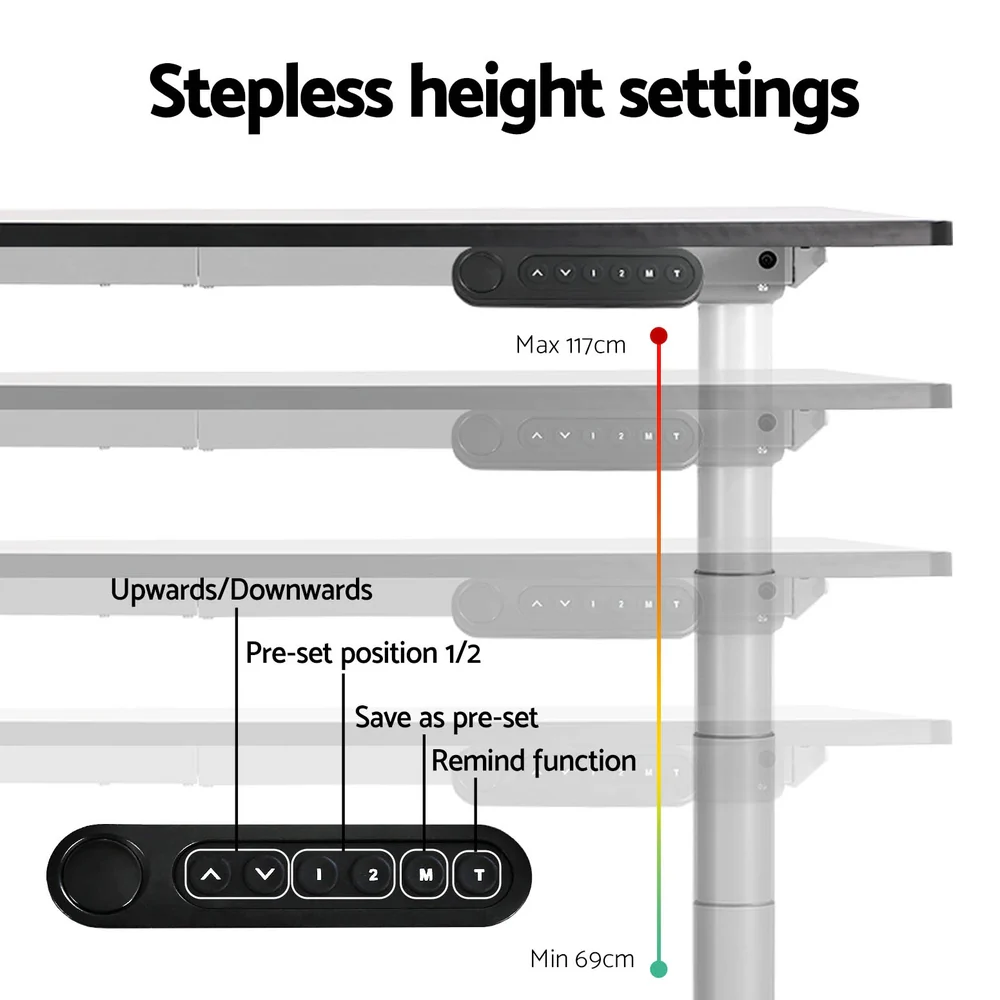 Artiss Standing Desk Frame Only Motorised Dual Motor White - Image 6