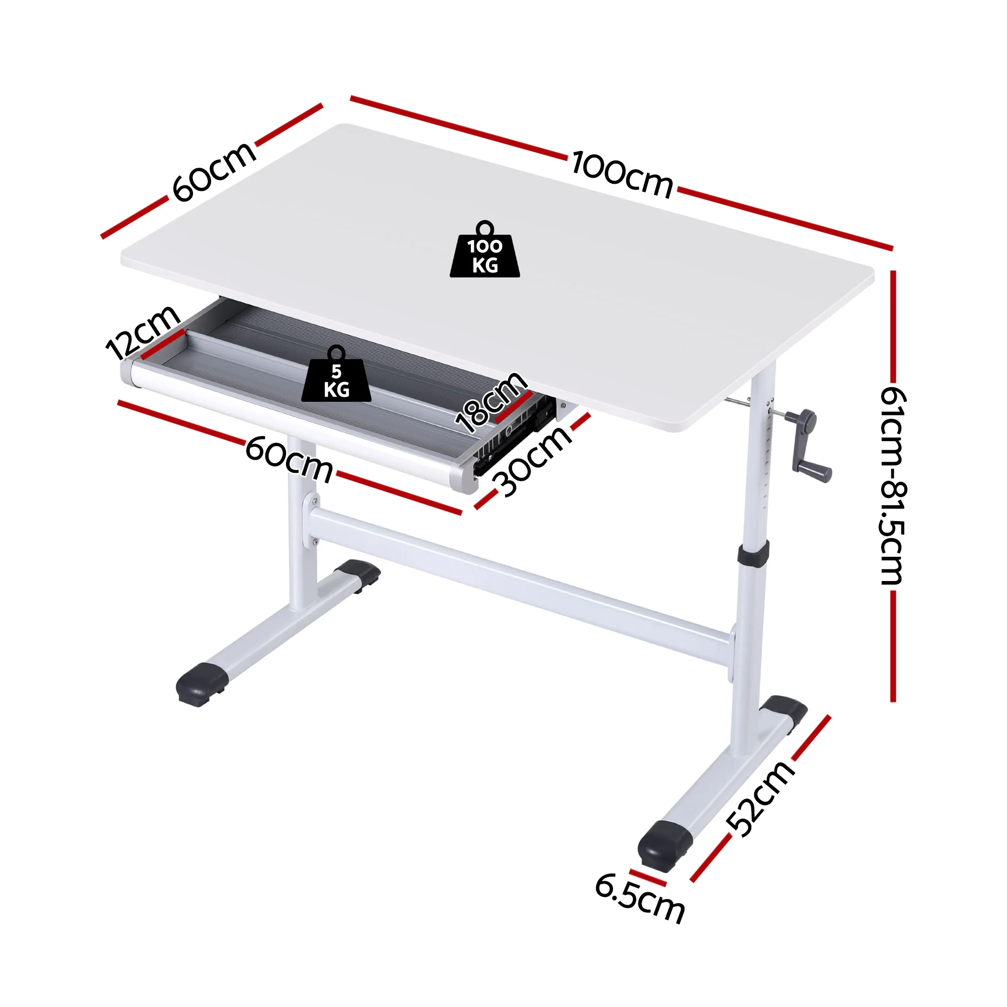 Artiss Standing Desk Height Adjustable Workstation Computer Desks Study 100CM White - Image 4