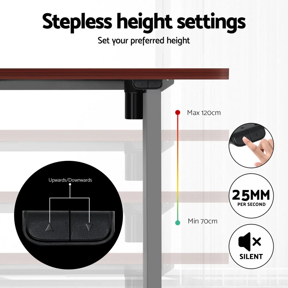Artiss Standing Desk Motorised 120CM Walnut - Image 7