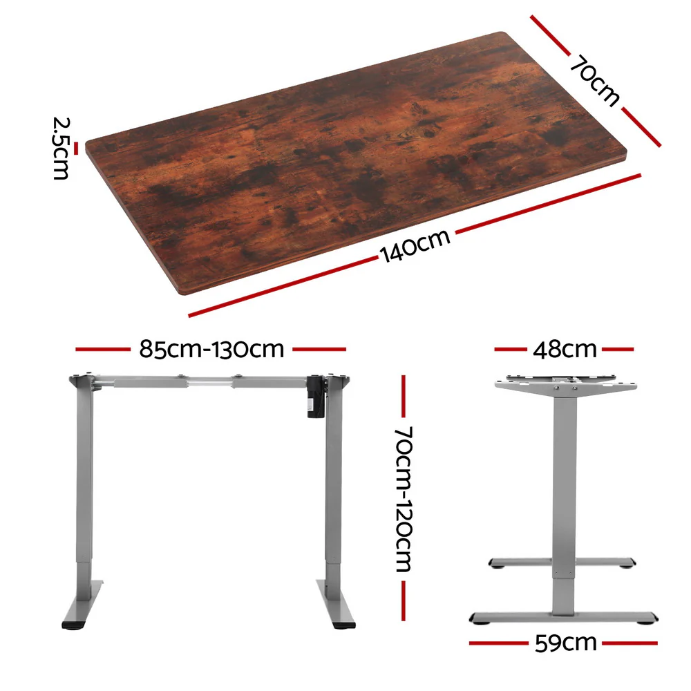 Artiss Standing Desk Motorised 140CM Rustic Brown - Image 4