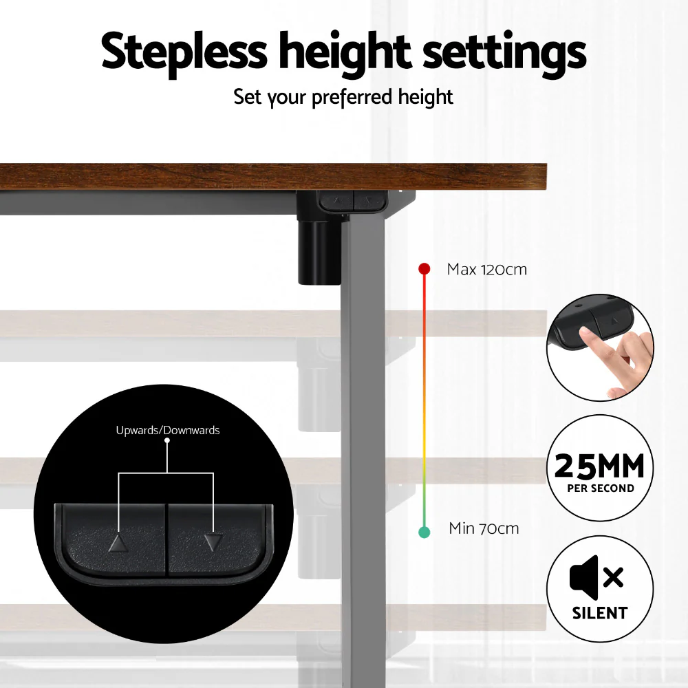 Artiss Standing Desk Motorised 140CM Rustic Brown - Image 7