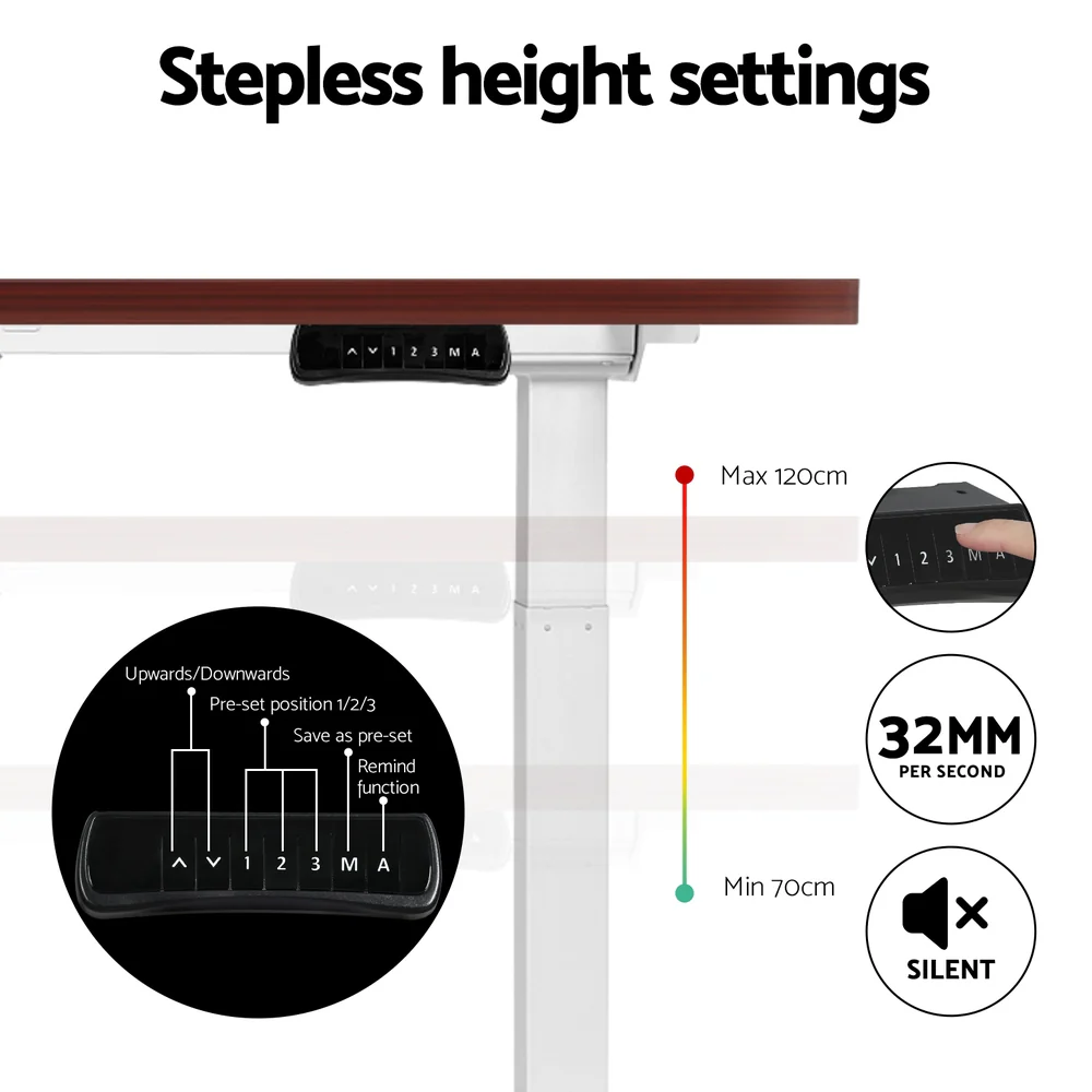 Artiss Standing Desk Motorised Dual Motor 120CM Walnut - Image 7