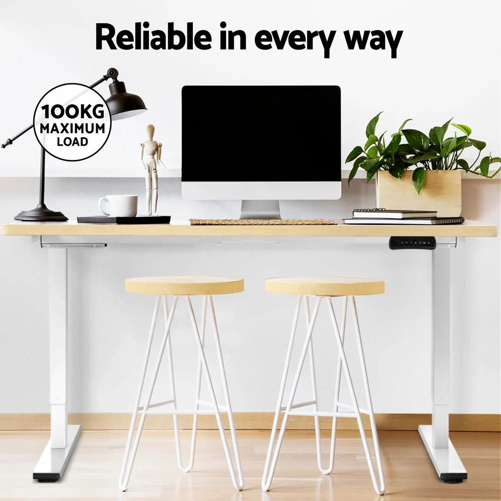 Artiss Standing Desk Motorised Dual Motor 120CM White Oak - Image 8
