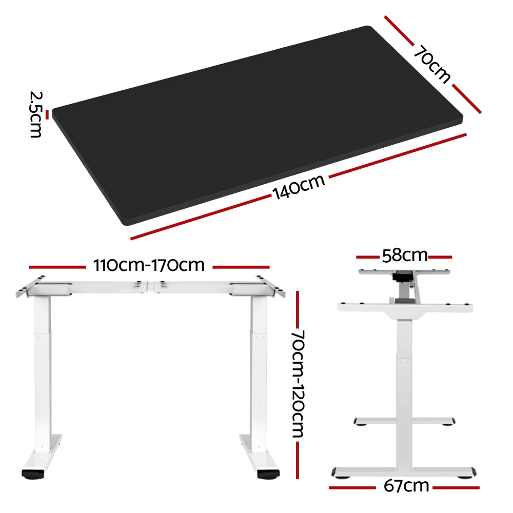 Artiss Standing Desk Motorised Dual Motor 140CM Black - Image 4