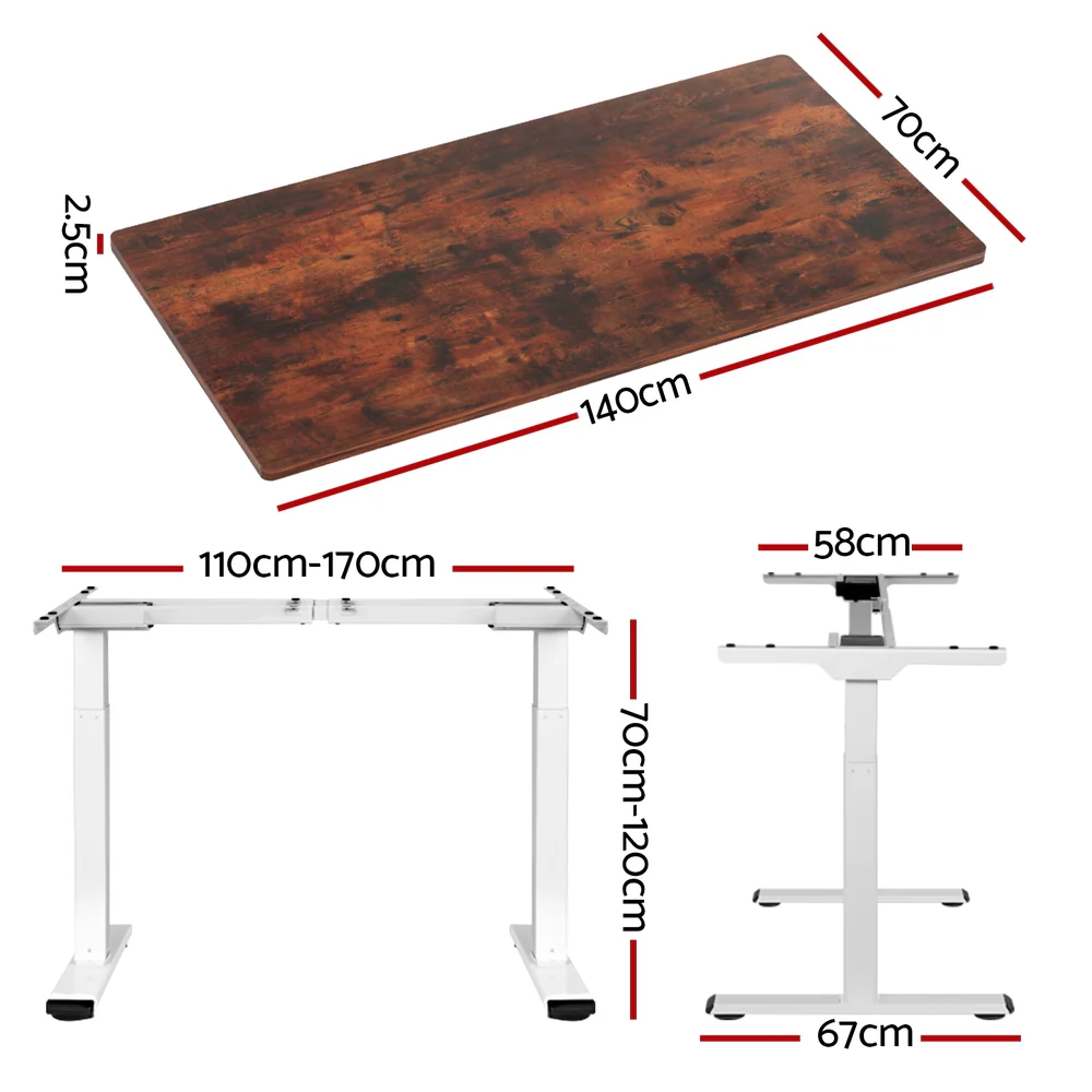 Artiss Standing Desk Motorised Dual Motor 140CM Rustic Brown - Image 4