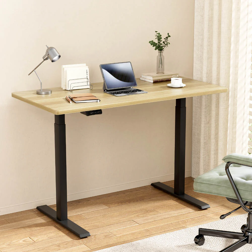 Artiss Standing Desk Motorised Dual Motor Oak 120CM - Image 2