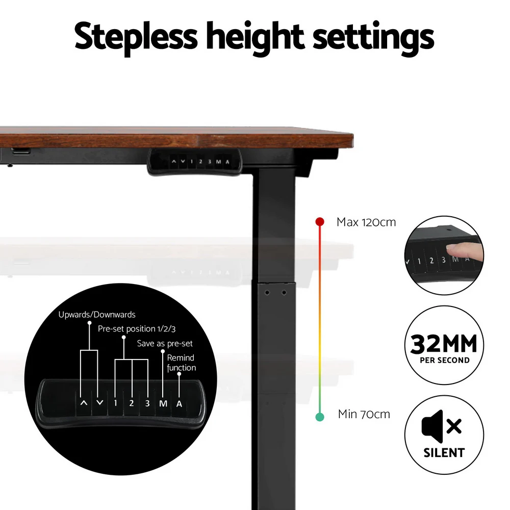 Artiss Standing Desk Motorised Dual Motor Rustic Brwon 120CM - Image 7