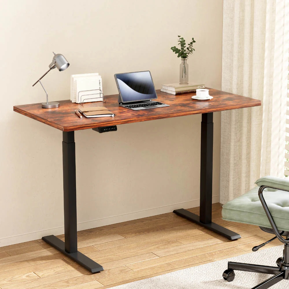 Artiss Standing Desk Motorised Dual Motor Rustic Brwon 140CM - Image 2