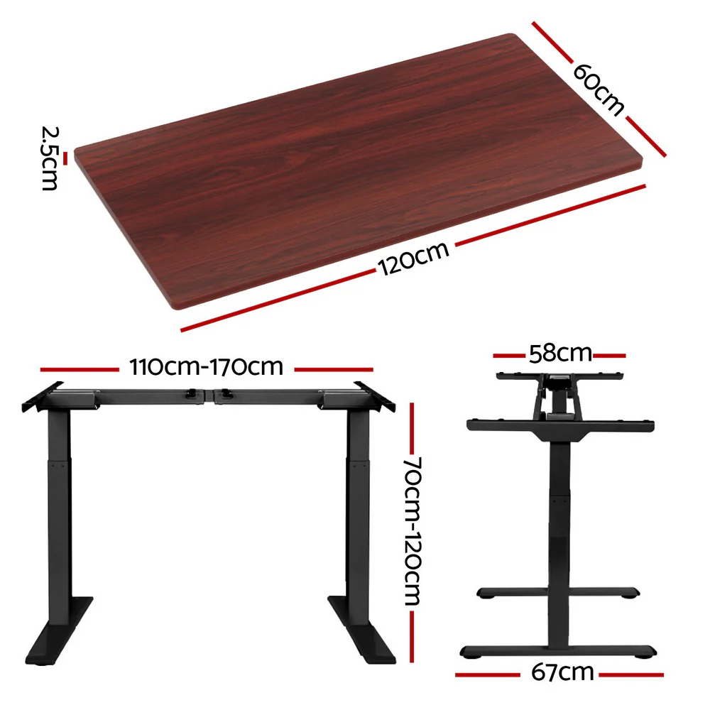 Artiss Standing Desk Motorised Dual Motor Walnut 120CM - Image 4